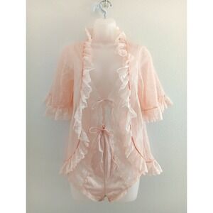 VTG Jenelle of California Lingerie Set Pink Small Babydoll Teddy Sheer Lace Sexy
